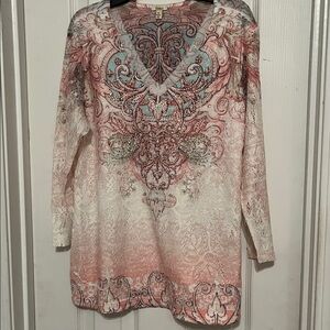 Reba Pink and Blue Patterned Top